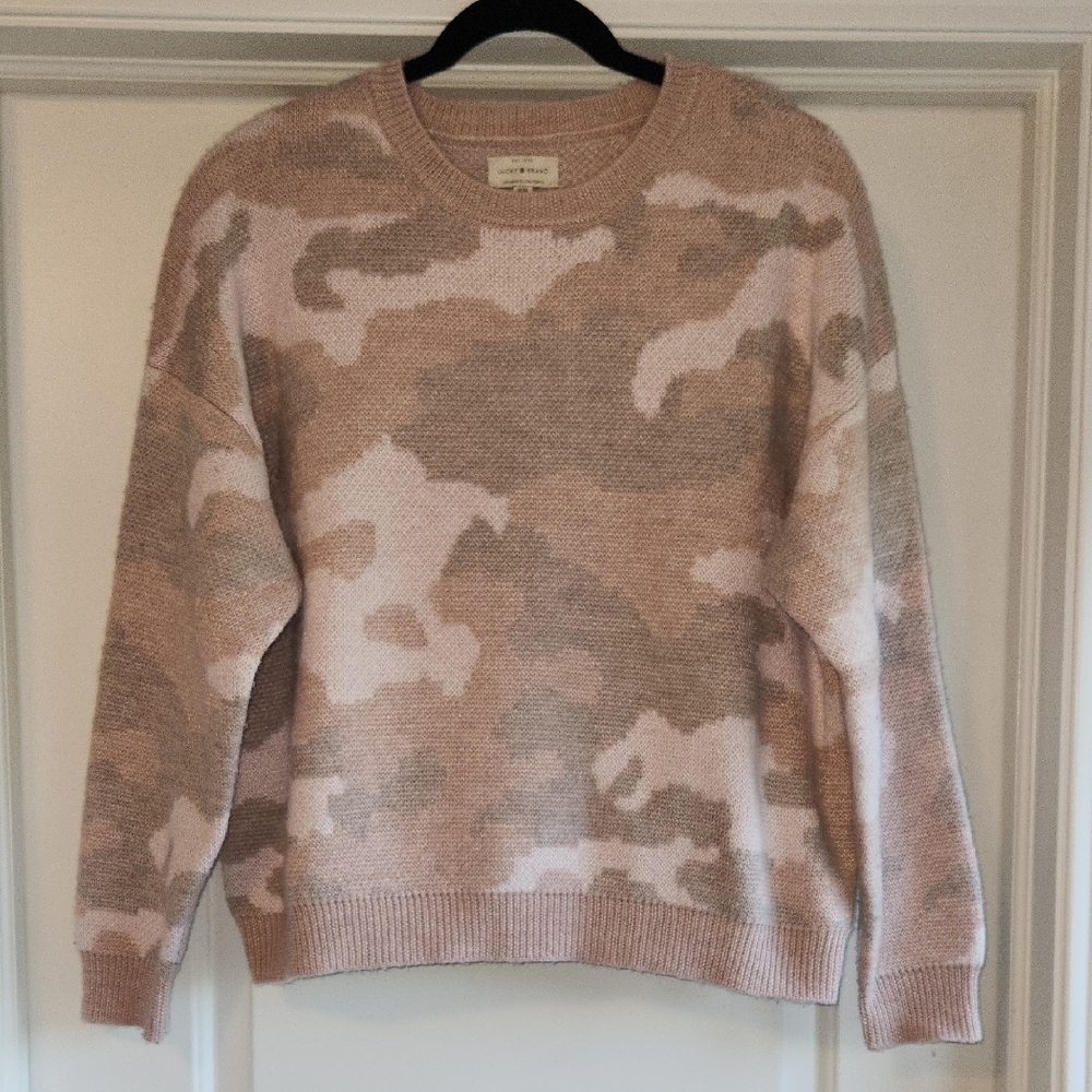 Lucky Brand Cream and Pink Crewneck Sweater